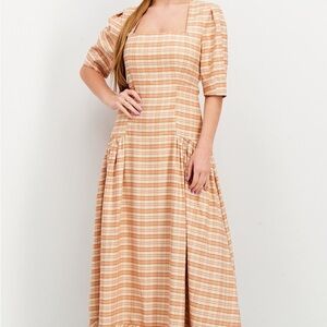 Jonathan Simkhai Greer Tailored Plaid Button-Front Maxi Dress Size 8